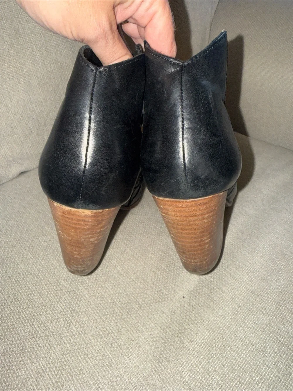 Eileen Fisher Trail Leather Ankle Bootie Black Wedge Zip Up Sz 9.5 Western Boot
